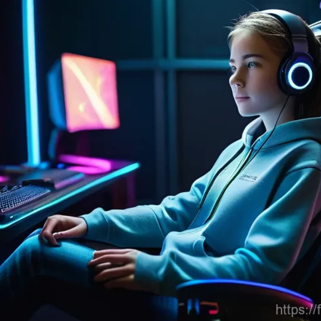 아레스 최고 레벨 달성 전략 - **Prompt:** A young, determined female gamer, in her late teens, sitting comfortably in a modern, su...