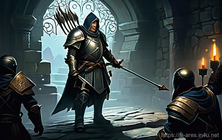 아레스 길드 관리 방법 - **Prompt:** A cozy and vibrant fantasy guild hall bustling with diverse guild members. A large, orna...