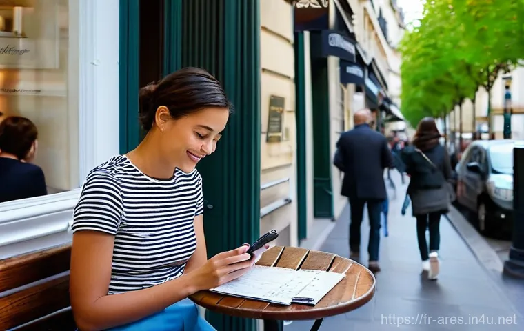 아레스 이벤트 캘린더 - **Prompt:** A young woman, dressed in chic yet comfortable French-style casual wear (e.g., a striped...
