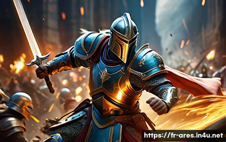 아레스 공격속도 증가 아이템 - A dynamic fantasy battle scene featuring a melee warrior character clad in detailed armor and wieldi...